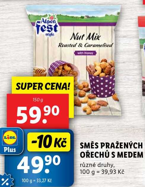 SMĚS PRAŽENÝCH OŘECHŮ S MEDEM, 150 g