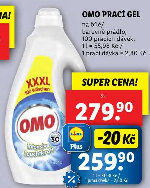 OMO PRACÍ GEL, 5 l/100 PD