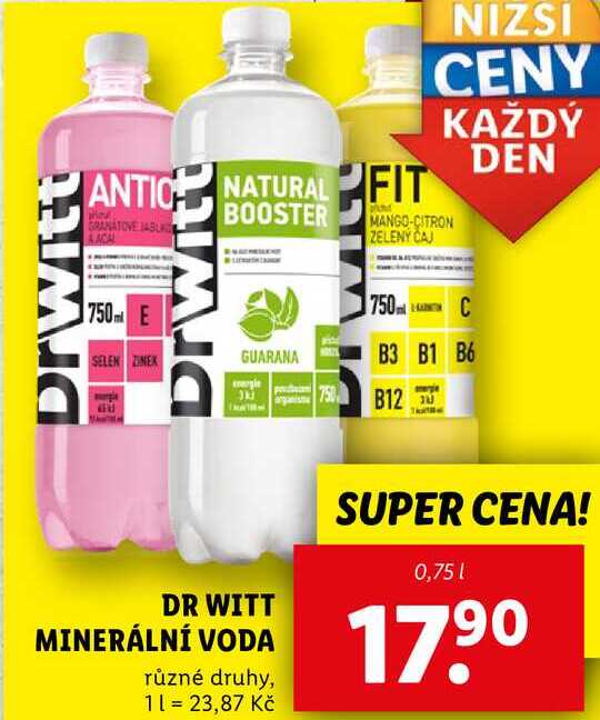 DR WITT MINERÁLNÍ VODA, 0,75 l