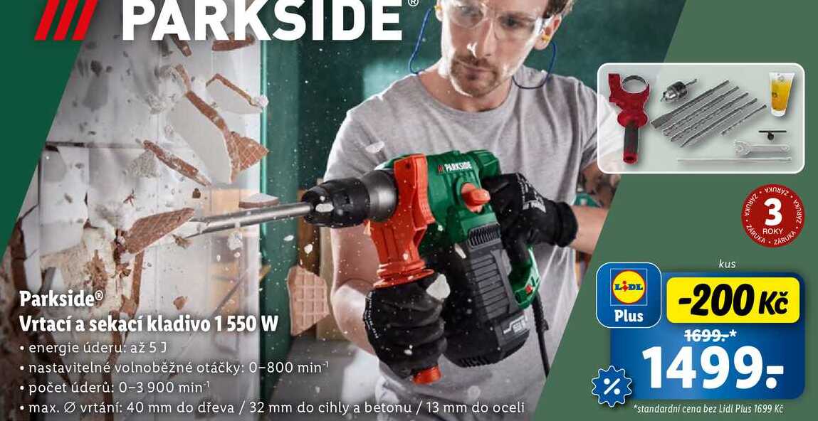Parkside Vrtací a sekací kladivo 1 550 W 