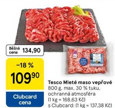 Tesco Mleté maso vepřové, 800 g. max. 30 % tuku 