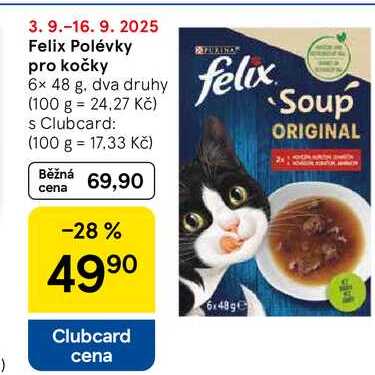 Felix Polévky pro kočky, 6x 48 g 