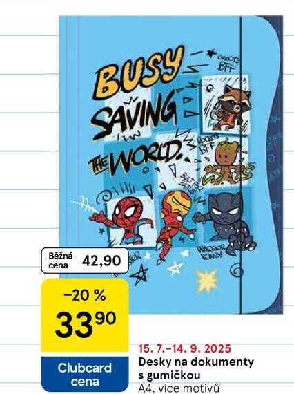 Desky na dokumenty s gumičkou, A4, více motivů 