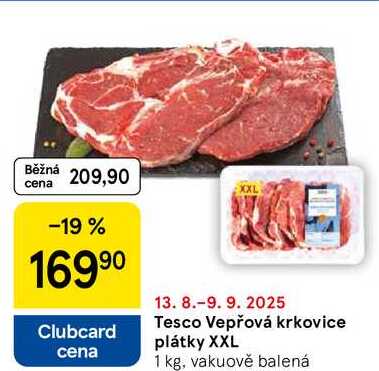 Tesco Vepřová krkovice plátky XXL, 1 kg 