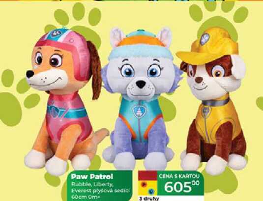 Paw Patrol Rubble, Liberty, Everest plyšová sedici 60cm 