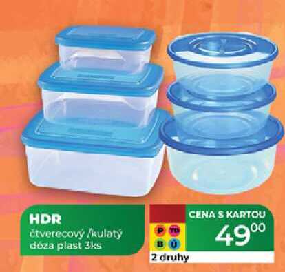 HDR čtverecový/kulatý dóza plast 3ks 2 druhy  