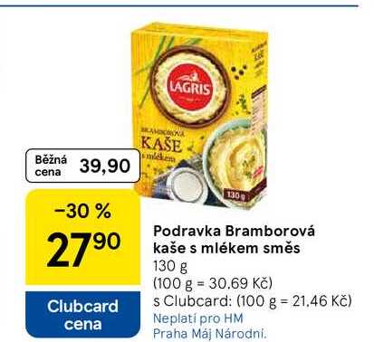 Podravka Bramborová kaše s mlékem směs, 130 g  