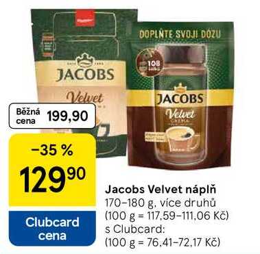 Jacobs Velvet náplň, 170-180 g, více druhů 