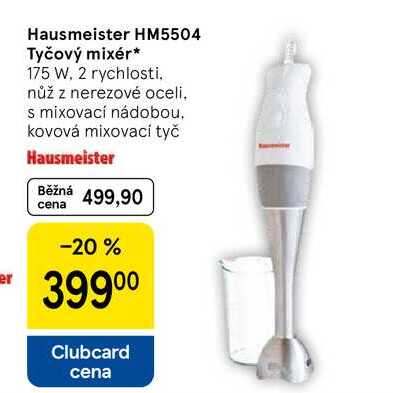Hausmeister HM5504 Tyčový mixér, 175 W, 2 rychlosti. nůž z nerezové oceli. s mixovací nádobou. kovová mixovací tyč  