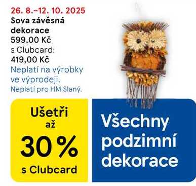 Sova závěsná dekorace 