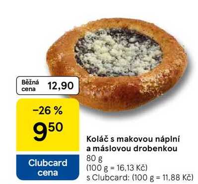 Koláč s makovou náplní a máslovou drobenkou, 80 g  