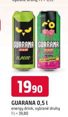 GUARANA 0,5 L energy drink, vybrané druhy
