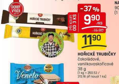 HOŘICKÉ TRUBIČKY čokoládové, vanilkovoskořicové 38 g 