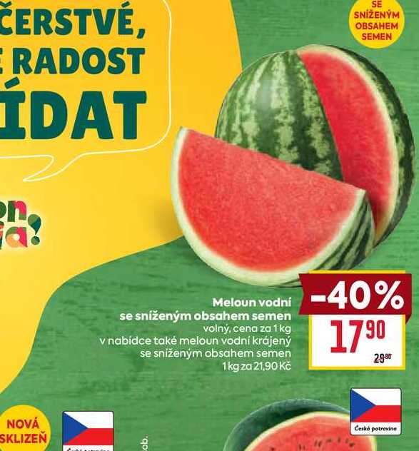 Meloun vodní se sníženým obsahem semen volný, cena za 1 kg 