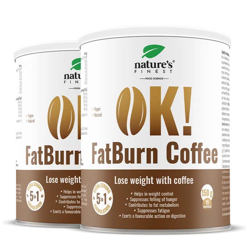 OK!FatBurn Káva | 1+1 Zdarma | Zvyšte metabolismus s L-karnitinem, guaranou | Přírodní instantní káva