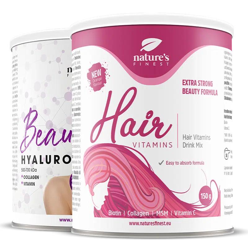 Beauty Hyaluron + Hair Vitamins zdarma | Nápoj s kyselinou hyaluronovou | Nápoj proti vráskám | Zvlhčuje pleť | Vitamíny pro vlasy v ceně