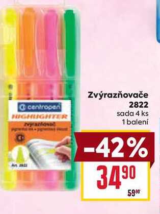 Zvýrazňovače 2822 sada 4 ks 1 balení