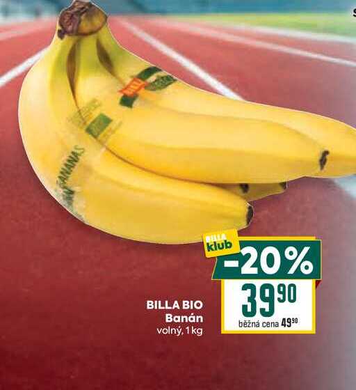 BILLA BIO Banán volný, 1 kg 