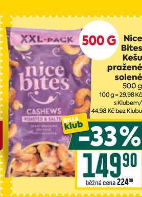 Nice Bites Kešu pražené solené 500 g 