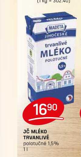JČ MLÉKO TRVANLIVÉ polotučné 1,5% 1l
