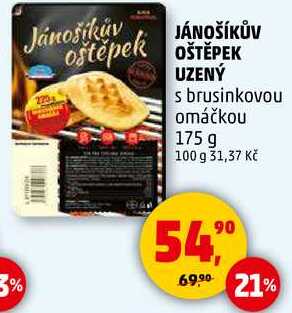 JÁNOŠÍKŮV OŠTĚPEK UZENÝ s brusinkovou omáčkou, 175 g  