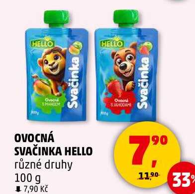 OVOCNÁ SVAČINKA HELLO různé druhy, 100 g  