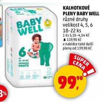 KALHOTKOVÉ PLENY BABY WELL různé druhy velikost, 4, 5, 6 18-22 ks 