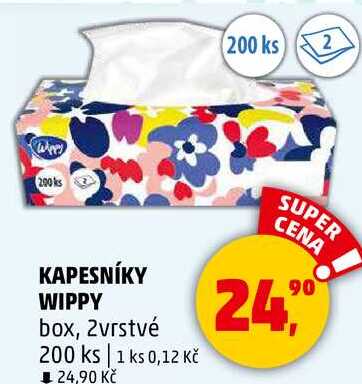 KAPESNÍKY WIPPY box, 2vrstvé, 200 ks  