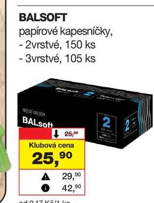 BALSOFT papírové kapesníčky, 2vrstvé, 150 ks