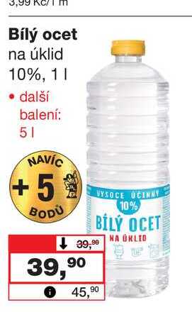 Bílý ocet na úklid 10%, 1l