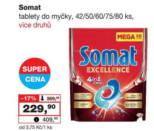 Somat tablety do myčky, 42/50/60/75/80 ks