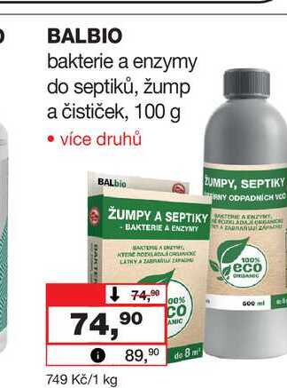 BALBIO bakterie a enzymy do septiků, žump a čističek, 100 g 