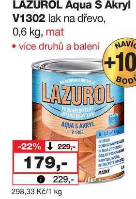 LAZUROL Aqua S Akryl V1302 lak na dřevo, 0,6 kg, mat