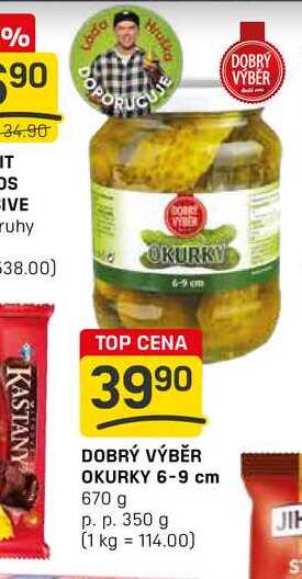 DOBRÝ VÝBĚR OKURKY 6-9 cm 670 g p. p. 350 g