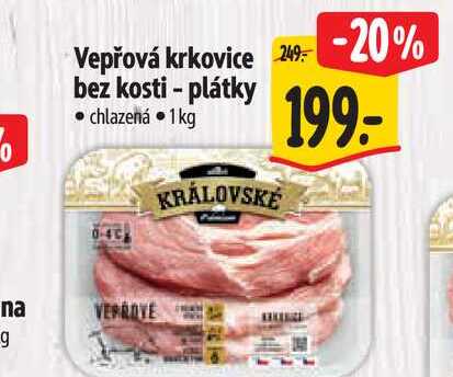 Vepřová krkovice bez kosti - plátky  1 kg