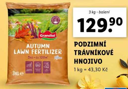 PODZIMNÍ TRÁVNÍKOVÉ HNOJIVO, 3 kg