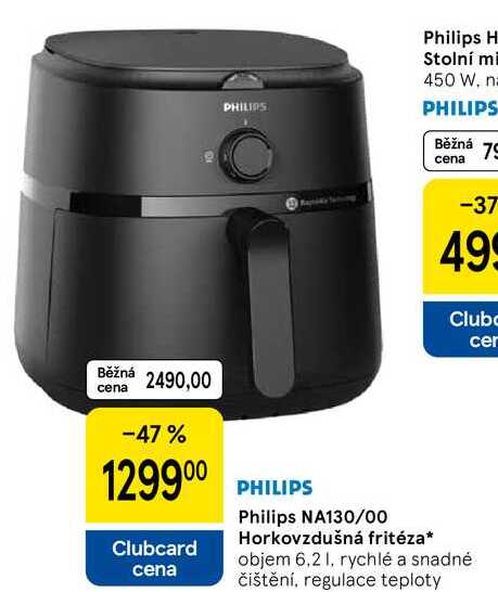 Philips NA130/00 Horkovzdušná fritéza, objem 6,21, rychlé a snadné čištění, regulace teploty
