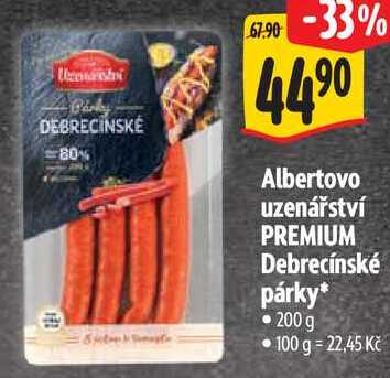 Albertovo uzenářství PREMIUM Debrecínské párk, 200 g 