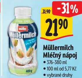 Müllermilch Mléčný nápoj, 376-380 ml 