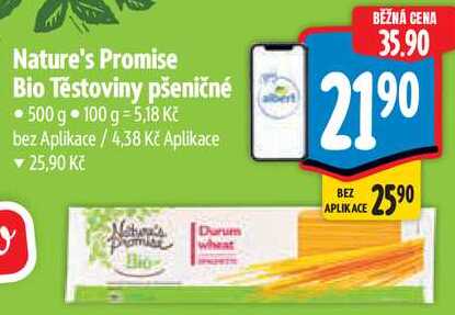 Nature's Promise Bio Těstoviny pšeničné, 500 g 