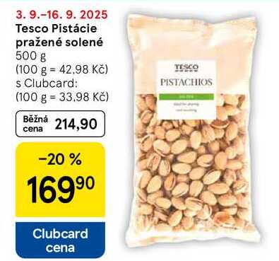 Tesco Pistácie pražené solené, 500 g  