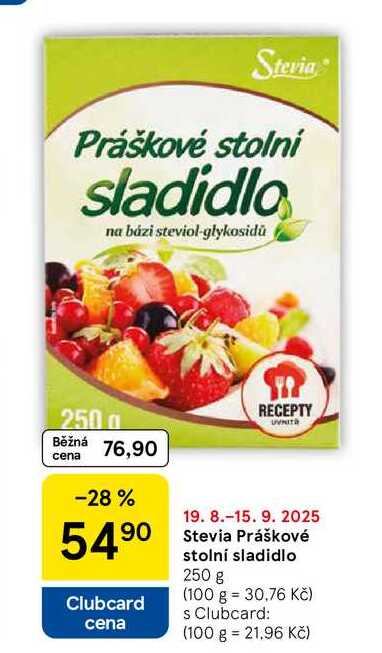 Stevia Práškové stolní sladidlo, 250 g 