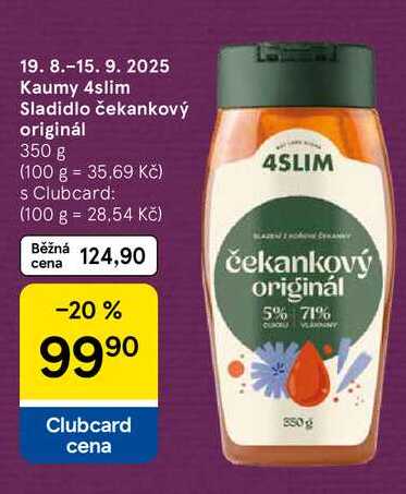Kaumy 4slim Sladidlo čekankový originál, 350 g  
