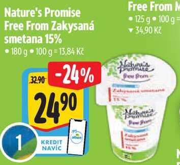 Nature's Promise Free From Zakysaná smetana 15%, 180 g