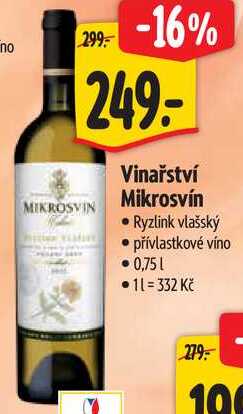 Vinařství Mikrosvín, 0,75 l