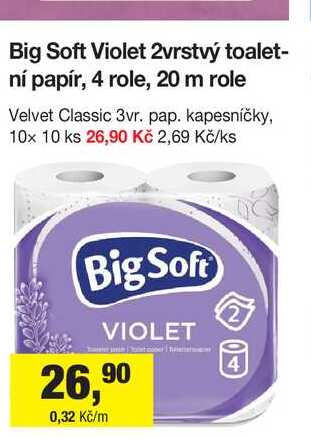 Big Soft Violet 2vrstvý toaletní papír, 4 role, 20 m 
