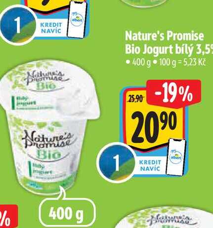   Nature's Promise Bio Jogurt bílý 3,5% 400 g  