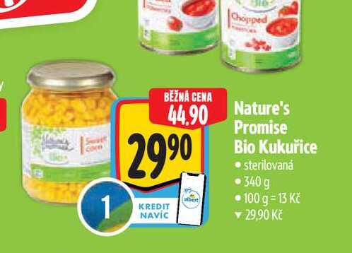   Nature's Promise Bio Kukuřice  sterilovaná -340g  