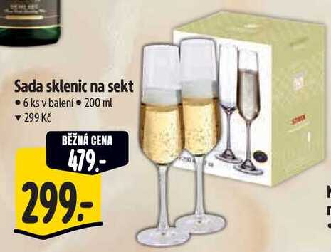 Sada sklenic na sekt, 6 ks