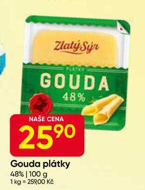 Zlatý Sýr Gouda plátky 48% 100 g